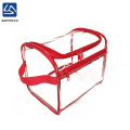 wholesale eco-friendly large pvc transparent toiletry bag with red piping